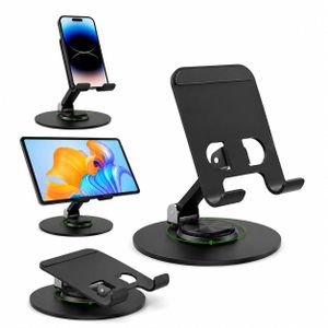 Support De Téléphone/tablette Rotatif Pliable à 360 Degrés Aluminium Pour Bureau