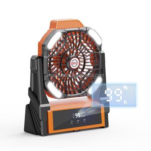 Ventilateur de Camping Multifonction à Écran Numérique Rechargeable avec Lampe LED