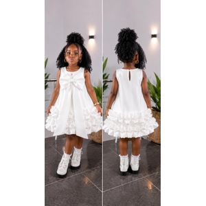 Robe fillette blanche élégante à grand nœud 