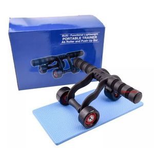 4 Roues Ab Roller Multifonctionnel Portable Trainer -Noir