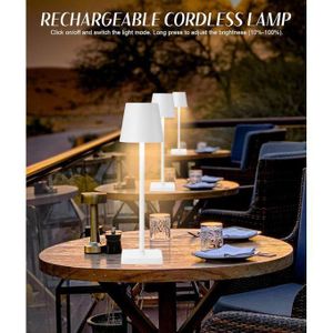 Chic Lampe de Table LED à Pied tactile sans fil rechargeable en acier inoxcitable