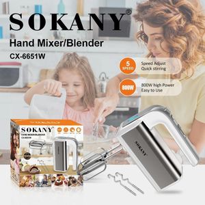 Sokany Batteur de Cuisine Électrique CX-6651 – 800W, Moteur en Pur Cuivre & 5 Vitesses Réglables