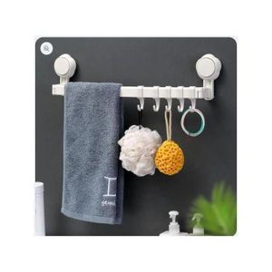 Barre de suspension à ventouses avec crochets – Fixation murale, sans perçage