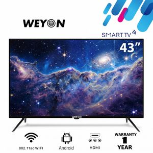 WEYON Smart TV 43 pouces, Android 14.0, sans bordures + garantie 1 an – Noir