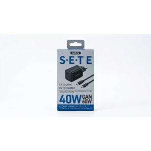 Chargeur Remax SETE CA-26 (C60W) – Kit de chargeur GaN 40W avec câble Type-C vers Type-C (60W)