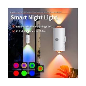 Veilleuse LED rechargeable avec détecteur de mouvement, lampe murale, éclairage d'intérieur à intensité variable et dégradé RVB, éclairage magnétique pour escaliers
