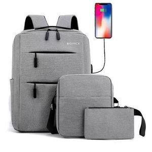 Backpack Sac A Dos Scolaire Multifonctionnel 3 - En - 1 Avec Fente USB - Gris