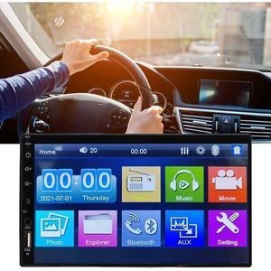 Autoradio Écran Tactile 7’’ Double DIN – Multimédia Bluetooth, USB/SD/AUX, FM, Vidéo & Musique – Compatible Voiture Universelle