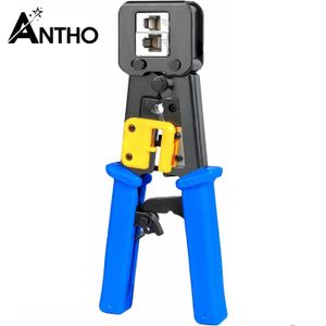 ANTHO Pince à sertir RJ-45 - RJ45 -  RJ11 - RJ-11 -  - Passthrough - Traversant & Normal - Professionnel - Solide 