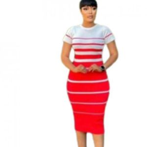 Chic Robe DAME - Rouge-Blanc