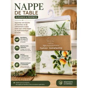 Nappe de Table Élégante à Motif Botanique et Fruité