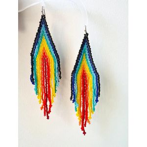  Boucles Oreilles Perlées Pendantes Arc-En-Ciel Artisanaux 