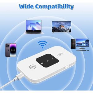 Routeur Wi-Fi mobile 4G, compatible avec le partage de connexion pour 10 utilisateurs, avec emplacement pour carte SIM, idéal pour les voyages, la voiture, la maison et le bureau.