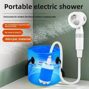 Pompe de douche de camping portable pour l'extérieur (avec batterie rechargeable), dotée d'un écran numérique intelligent et de plusieurs modes de jet.