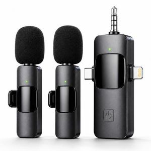 KIROTECH Microphone cravate sans fil 3 en 1 avec port Type-C pour iPhone, Android et iPad (2 microphones)