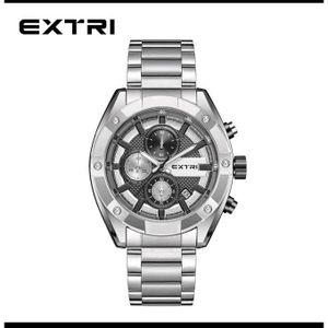 Montre Homme De Luxe à Quartz avec Affichage date, en Acier inoxydable, très Tendance, Nouvelle Collection EXTRI X6060 BN