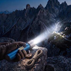 Blsky Torche Rechargeable Longue Portée BR-01 5W + 12 LED Bleu - Lampe de Poche Puissante 1000 Lumens USB-C Étanche IPX6 Portée 500m