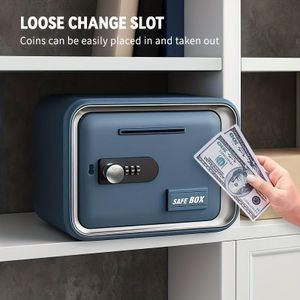 Tirelire à combinaison pour enfants - Mini coffre-fort pour adultes, convient aux garçons de 8 à 12 ans, tirelire jouet pour enfants, pot à monnaie sécurisé - Bleu