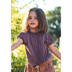 Cigit Blouse Fille à bordure en dentelle - Prune