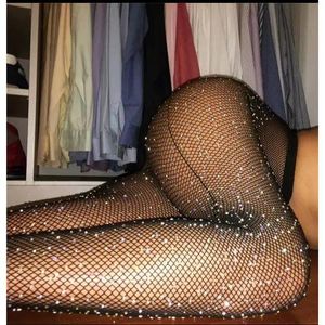 Collant en filet brillant