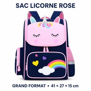 Sac à Dos Scolaire Licorne avec Bandes Réfléchissantes