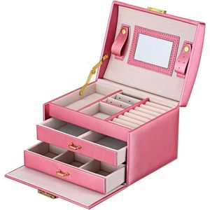 Jewelry Organizer with Mirror,3 Layer Jewelry Box