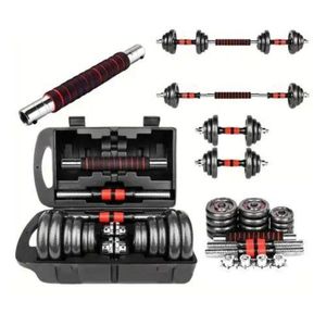 Haltère Réglable De 30 Kg Avec Barre De Connexion Et Boîte De Rangement