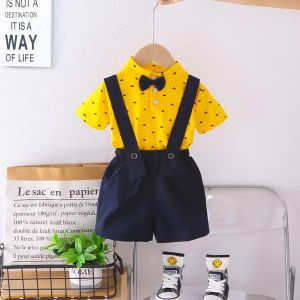 0 - 5 ans garçon nœud papillon top bretelles pantalons ensemble de deux