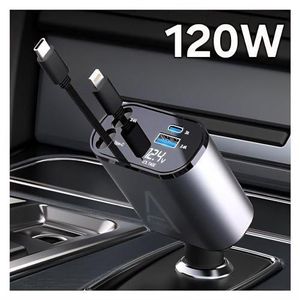 Chargeur Voiture 120W Super Rapide 4 En 1 - Bonne Qualité - Large Comptabilité IPhone Samsung Huawei Tecno Xiaomi Etc
