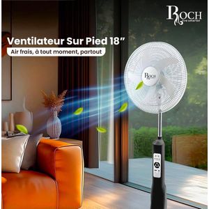 Binatone Ventilateur Rechargeable 18 Pouces à Télécommande-Noir