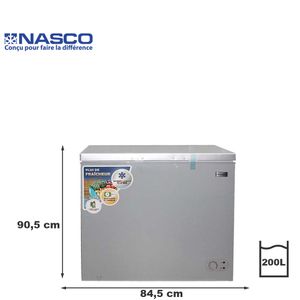 Nasco Congelateur Horizontal KNAS-300 -1 porte - 200 Litres - Gris-Garantie 12 Mois