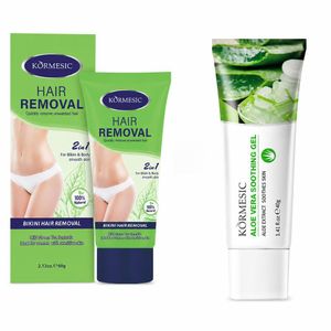 Pack d’épilation et d’apaisement KORMESIC, Crème épilante 2-en-1 corps et bikini norme UKGB 60g + Gel apaisant à l’aloe vera 40g