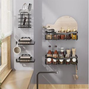 Étagère d'Angle de Douche Sans Perçage – Support de Rangement Mural pour Salle de Bain et Cuisine – Métal Inoxydable Noir Ultra Résistant