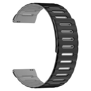 Autre Bracelet Silicone Magnétique Noir & Gris Mibro Watch (Air / Color / Lite / Fit / C2) – Fermeture Aimantée Rapide, Aéré & Étanche