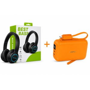 Hepu Casque Bluetooth CALUS + Power Bank Portable – Son Immersif & Recharge Pratique