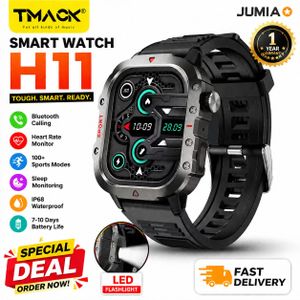 Timack Montre Connectée Homme avec Appels Intelligente Bluetooth, Lampe de poche d'urgence, Boussole, Batterie 500 mAh, Écran HD 2.01" Smartwatch