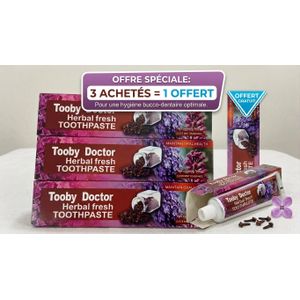 Herbal 3 achetée = 1 Offert Pâte Dentifrice Naturelle TOOBY DOCTOR  Quality– Soin Protection Cavités