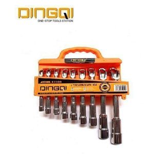 DINGQI Clé Mécanique à Pipe à Cliquet Outils à Main Professionnels En Chrome, 9 Pièces