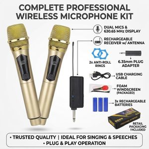 2pcs Système de microphone sans fil, microphone de karaoké portable UHF