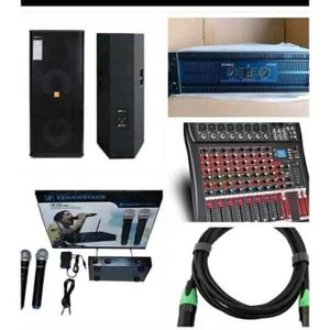 Pack Sonorisation Complet - 2 Baffles colonne Double Boomer + Table de Mixage + Amplificateur Yamaha + Kit Micros Sans Fil Sennheiser & Câblage