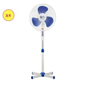 ATL Lot de 4 Ventilateurs Sur Pied - ATLVENT-16059 - 16" - 03 Helices - 3 Vitesses - 220V - 50 Hz - 40W - Blanc-Bleu - 04 Pcs - Crt - GARANTIE 02 SEMAINES