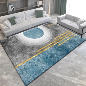 Tapis de salon de 160cm * 200cm Tapis simple de style nordique bleu gris Tapis polyvalent résistant à la saleté Tapis antidérapant Décoration de la maison