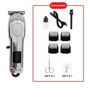 Kingnote Le coupe-courts et rasoir intelligent rechargeable est livré avec un rasoir, une bouteille d'huile, un brosse, un câble de charge et un guide utilisateur - Argent