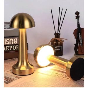 Lampe de Table Champignon Minimaliste - Design Moderne en Métal Doré