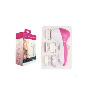 Brosse Nettoyante Electrique Pour Visage - 5 En 1 - Rose/Blanc
