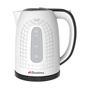 Binatone Bouilloire électrique sans fil - Blanc mat/brillant pour le corps principal, noir pour la base connectique, le dessus du couvercle et l'intérieur de la poignée