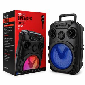 SinG-e Haut-Parleur Bluetooth Karaoké Portable ZQS8122 8 Pouces avec Microphone Sans Fil et Éclairage LED RGB