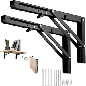 Support d'Étagère Murale Pliantes Noir 30Cm pour Garage, Bureau, Chambre, Cuisine