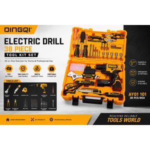 DINGQI Coffret Électrique 38 Pièces avec Perceuse Sans Fil 12V