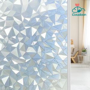 Cloudoon Film de confidentialité pour fenêtre motif diamant 3D – Autocollant en verre à adhérence statique pour bureau, salle de bain et usage domestique, anti-éblouissement et protection de la vie privée